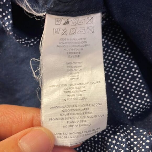 Michael Kors Mens navy blue and white polka dot relaxed fit button down shirt - Picture 8 of 10